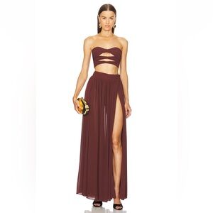 Michael Costello Brown Top & Skirt Set